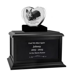 Dog Memorial Urn & Crystal Heart Set - Pet Heart Crystal Urn