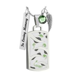 Dog Tag Memorial Stainless Urn - Love Charms Option