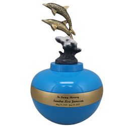 Dancing Dolphins Brass Urn