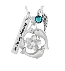 Silver Rose Flower Ash Urn - Love Charms Option