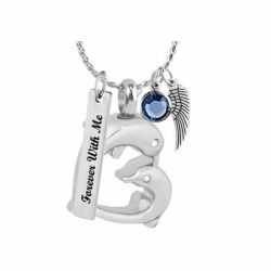 Dolphin Heart Ash Pendant Urn - Love Charms Option