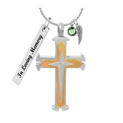 Double Iron Cross Cremation Jewelry Urn - Love Charms® Option