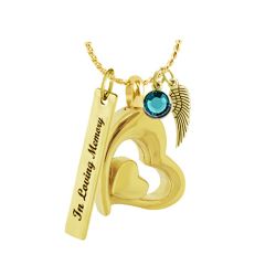 Double My Love Gold Ash Pendant Urn - Love Charms™ Option 