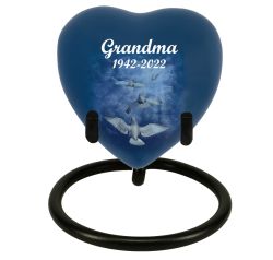 Angelic Doves Heart Keepsake Urn - Stand Option