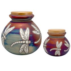 Dragonfly Raku Cremation Adult or Medium Urn - Personalization Option