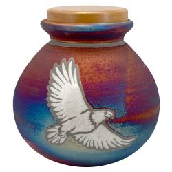 Eagle Raku Cremation Adult or Medium Urn - Engraving Option