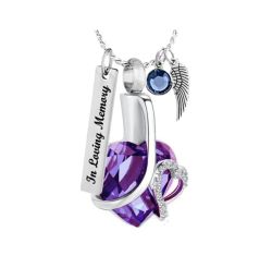 Elegant Purple Heart Ash Jewelry Urn - Love Charms Option