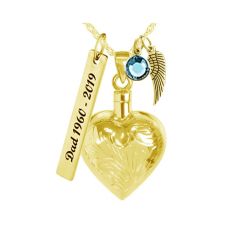 Petite Gold Heart Pendant Urn - Love Charms™ Option 