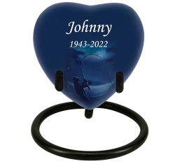 Fisherman Silhouette Heart Keepsake Urn - Stand Option