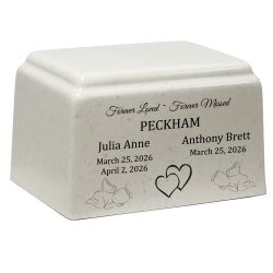 Forever Loved Twins Cultured Marble Cream Baby Urn - Free Engraving