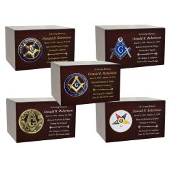 Masonic & OES Emblem Wood Cremation Urns