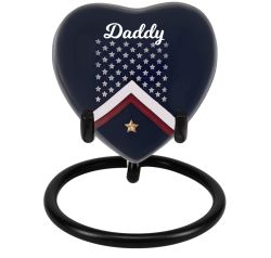 Veteran Flag Heart Keepsake Urn - Stand Option