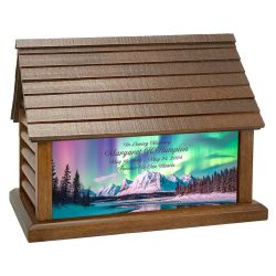 Glacier Aurora Borealis Cremation Urn - Log Cabin Keep The Memory®