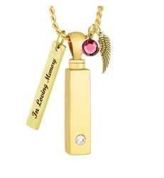 Gold Bar Crystal Pendant Cremation Urn - Love Charms Option