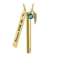 Gold Slender Cylinder Cremation Jewelry Urn - Love Charms™ Option 