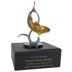 Fresh Water Fishing Art Wood Adult Urn – Handmade Wood Urn