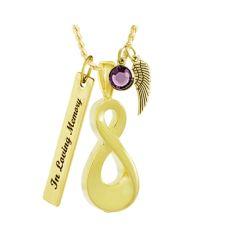 Infinity Gold Ash Pendant Ash Urn - Love Charms Option