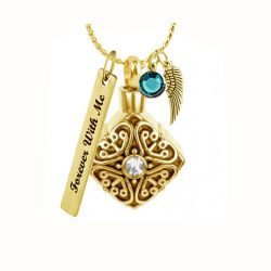 Golden Crystal Diamond Pendant Ash Urn - Love Charms™ Option 