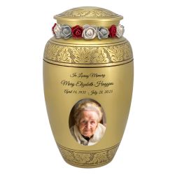 Golden Wings Photo Cremation Urn Adult Urn - Tribute Wreath™ - Pro Personalization - Burial Vault Option
