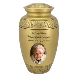 Golden Wings Photo Cremation Adult Urn - Tribute Wreath™ - Pro Personalization - Burial Vault Option