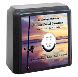 Surf Fishing Sunset Marble Gray Adult Urn - Photo Options