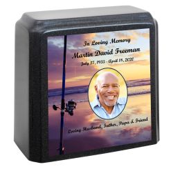 Surf Fishing Sunset Marble Gray Adult Urn - Free Personalized Photo