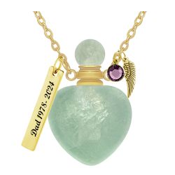 Green Crystal Heart Cremation Jewelry Ash Necklace Urn - Love Charms® Option