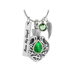 Green Teardrop Crystal Ash Urn Pendant - Love Charms Option