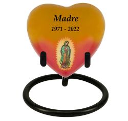 Guadalupe Heart Keepsake Urn - Heart Stand Option