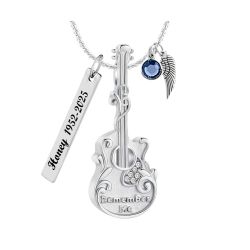 Remember Me Guitar Cremation Jewelry Pendant Urn - Love Charms® Options