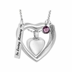 Double Slider Heart Ash Pendant Urn - Love Charms Option
