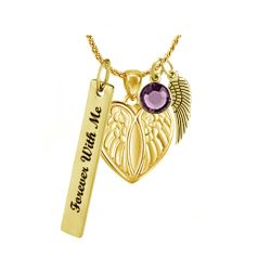 Angel of Protection Gold Heart Jewelry Urn - Love Charms™ Option