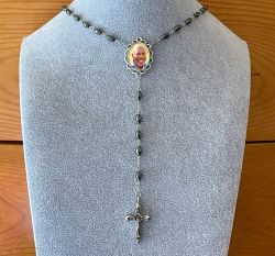Hematite Photo Rosary Necklace Urn