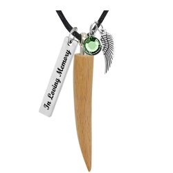 Long Horn Cherry Cremation Necklace Urn - Love Charms Option