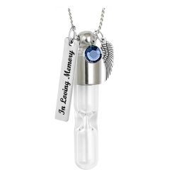 Modern Hourglass Cremation Jewelry Urn - Love Charms Option
