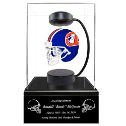 Football Adult or Medium Cremation Urn & Denver Broncos Hover Helmet Décor - Free Engraving
