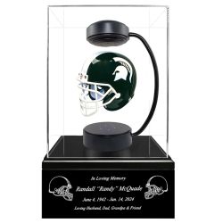 Football Adult or Medium Cremation Urn & Michigan State Spartans Hover Helmet Décor - Free Engraving