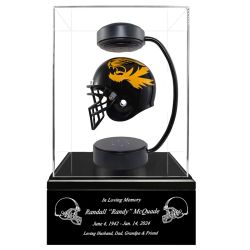 Football Adult or Medium Cremation Urn & University of Missouri Tigers Hover Helmet Décor - Free Engraving