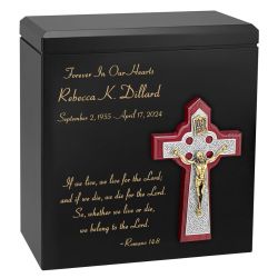 INRI Cross & Scripture Wood Cremation Adult Urn