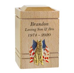 Unity USA & Coast Guard Flags Cherry Keepsake Urn