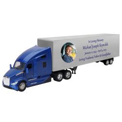Trailer Cremation Urn & Kenworth T700 Blue Truck Décor
