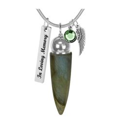 Labradorite Crystal Cremation Jewelry Urn - Love Charms Option