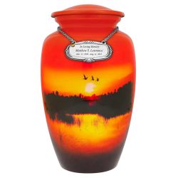 Lakeside Sunset Cremation Urn - Tribute Wreath™ - Pro Sand Carved Engraving
