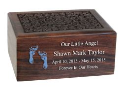 Little Boy Wood Floral Urn