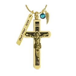 Unisex Gold Crucifix Urn - Love Charms™ Option