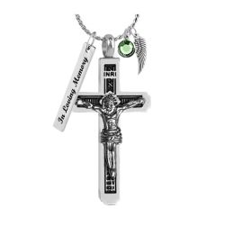 Unisex Stainless Crucifix Urn - Love Charms™ Option