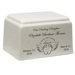 Lasting Love Cultured Marble Cream Baby Urn - Free Engraving