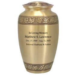 Leaves Of Peace Brass Cremation Urn - Tribute Wreath™ - Pro Diamond Engraving