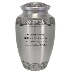 Leaves Of Peace Pewter Cremation Urn - Tribute Wreath™ - Pro Diamond Engraving