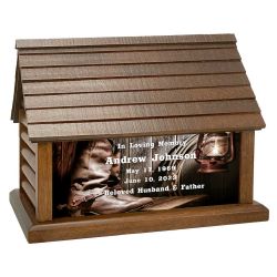 Cowboy Boots & Lantern Log Cabin Keep The Memory® Cremation Urn